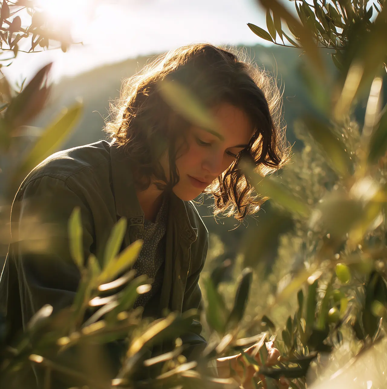 Harvesting olives in the grove
